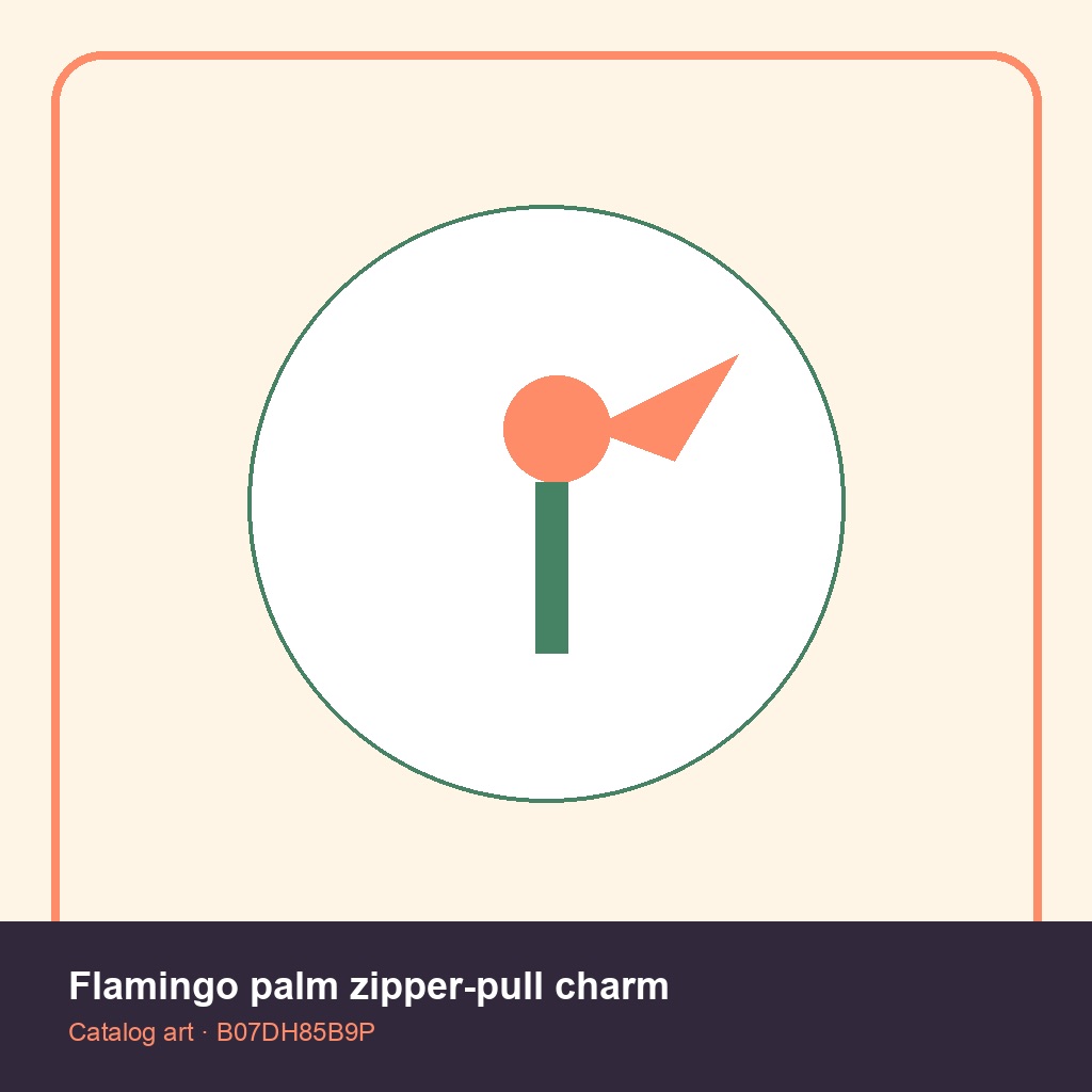 Flamingo palm zipper-pull charm