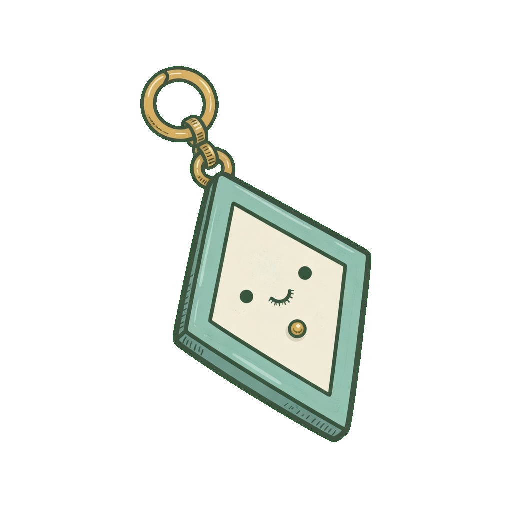 Mint lozenge charm hanging from a gold jump ring
